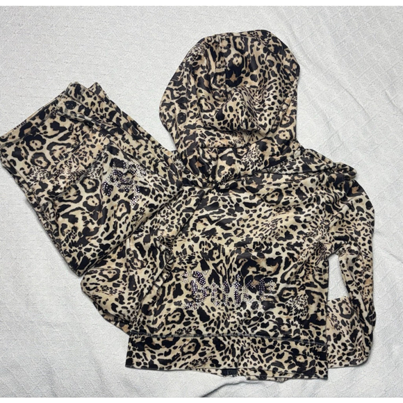 NWT HTF Juicy Couture Bling Track Suit Ocelot Animal  Print Size Medium Y2K Glam - Picture 2 of 11